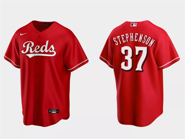 Men's Cincinnati Reds #37 Tyler Stephenson Red Cool Base Stitched Baseball Jersey